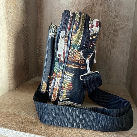 Vintage Tapestry Purse Bag Vegas Casino Crossbody Black - Picture 2 of 11